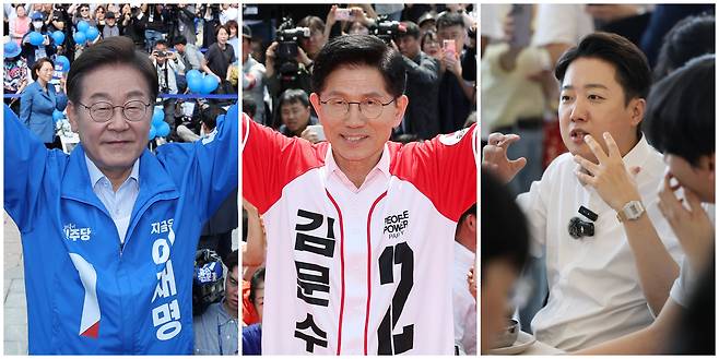 더불어민주당 이재명 대선 후보, 국민의힘 김문수 대선 후보, 개혁신당 이준석 대선 후보(왼쪽부터)./연합뉴스