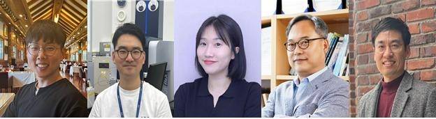 KBSI 공동연구자들. 왼쪽부터 김민성 박사후연구원(공동제1저자), 이슬기다운 박사후연구원(공동제1저자), 박문희 기술원(공동제1저자), 김영환 책임연구원(공동교신저자), 장경순 책임연구원(공동교신저자).
