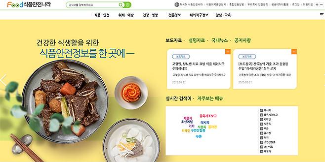 소비자가 해외직구식품에 대한 정보를 확인할 수 있는 '해외직구식품 올바로' 누리집 메인 화면 이미지