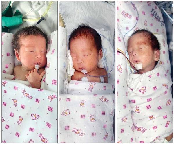 지난 2일 부산 사하구 구평동 한 병원에서 태어난 세 쌍둥이.   사하구 제공
