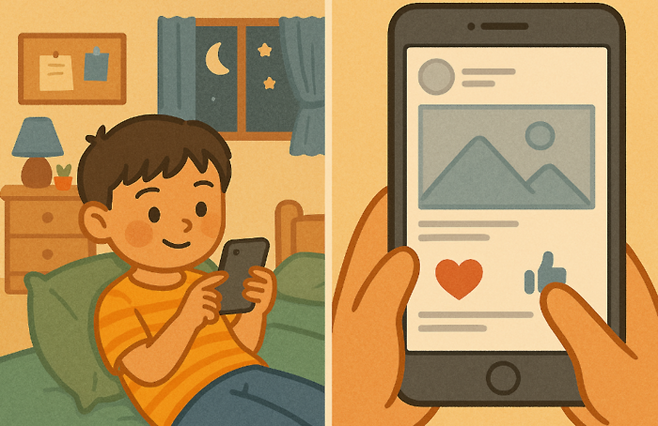 사춘기 이전 어린이가 사회관계망서비스(SNS)를 더 많이 사용할수록 우울 증상도 증가한다는 연구 결과가 나왔다. [사진 = 챗GPT 생성]