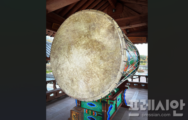 ▲산청 기산국악당의 대고(큰북). ⓒ프레시안(문상윤)