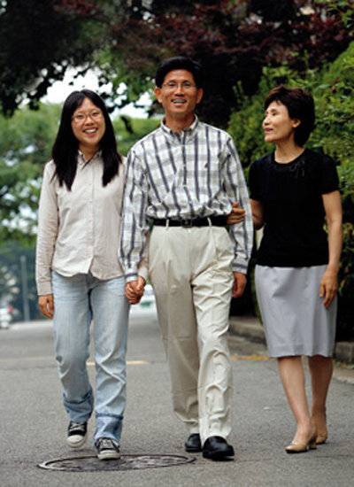 2006년 경기도지사 시절 국민의힘 김문수 후보와 딸 김동주 씨(왼쪽), 아내 설난영 씨. 동아DB