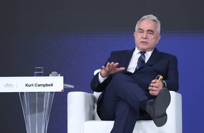 21일 서울 신라호텔에서 열린 제16회 아시안리더십콘퍼런스(ALC) '한미관계 미래 전략: 안보와 외교의 새로운 패러다임' 세션에서 커트 캠벨더 아시아 그룹 회장 겸 공동 창립자 및 전 국무부 부장관이 발언하고 있다. /박성원 기자