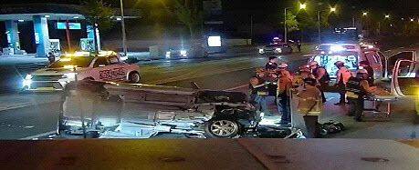 사고 당시 전도된 스파크 차량. ⓒ전북자치도소방본부