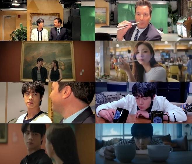 "사랑해 친구!" 방탄소년단 진, 신세경 변신 지미 팰런과 'Don't Say You Love Me' 뮤직비디오 재연