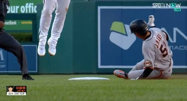 2루를 훔치는 이정후. ⓒSPOTV 중계화면 캡처