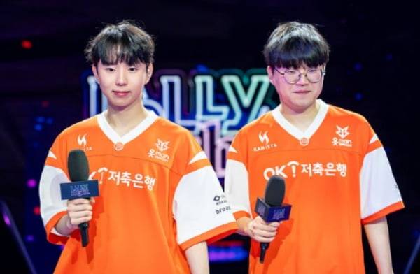 OK저축은행 브리온 탑 라이너 '모건' 박루한(왼쪽)과 미드 라이너 '클로저' 이주현 (LCK 제공)