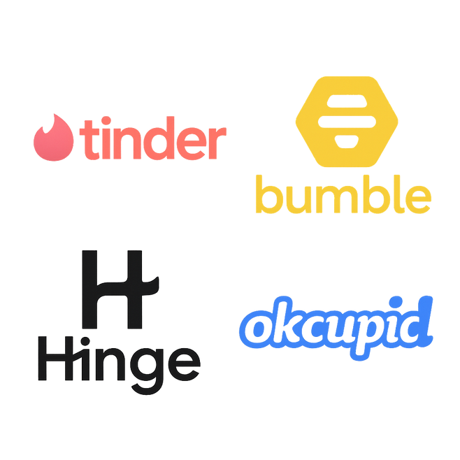 데이팅앱 회사들의 로고 모음. 기사에 나온 내용과는 무관함.