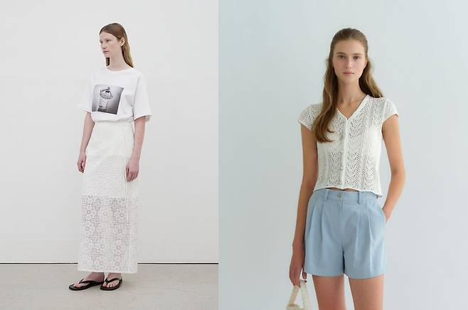 데님 팬츠와 코디한 ‘크로셰 패션’은 단정하면서도 트렌디한 분위기를 낸다. 포유어아이즈온리, 르바 제공