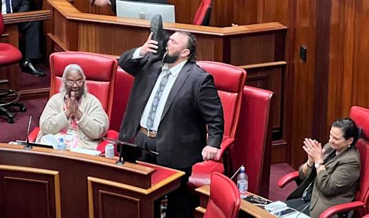 '신발주' 마시는 맥길 의원 [WAtoday 캡처]