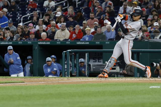 샌프란시스코 이정후가 24일 메이저리그 워싱턴전에서 8회 안타를 치고 있다. 이매진이미지스연합뉴스