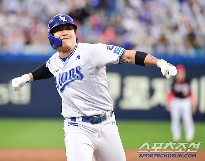 24일 대구 삼성라이온즈파크에서 열린 KBO리그 삼성과 KIA의 경기. 4회 2사 만루. 싹쓸이 3타점 2루타 날린 류지혁. 대구=송정헌 기자songs@sportschosun.com/2025.05.24/