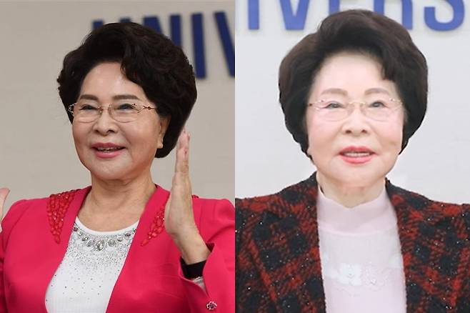 좌측이 2019년 이길여 총장, 우측은 최근 가천대 유튜브에 출연한 이 총장 모습. /사진=한경DB, 가천대학교 유튜브