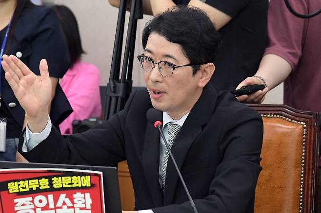 국민의힘 주진우 의원이 발언을 하고 있는 모습. 윤창원 기자