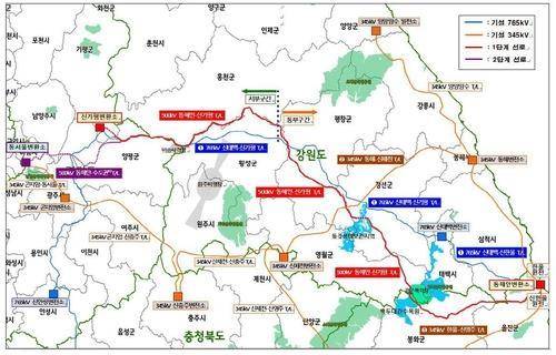 동해안-수도권 송전선로 운영 및 건설 상황 [한국전력 제공. 재판매 및 DB 금지]