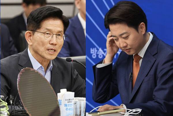 국민의힘 김문수 대선후보(왼쪽)와 개혁신당 이준석 대선후보.