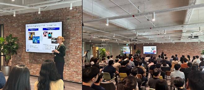 로라 메이저 모셔널 최고경영자(CEO)가 경기 성남시 현대차·기아 첨단차플랫폼(AVP)본부를 찾아 현대차·기아 임직원과 토크 세션을 열고 있다. (사진=현대차 링크드인)