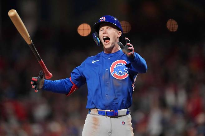 <yonhap photo-5072="">현재 시카고 컵스의 상승세를 이끄는 주역인 피크 크로우-암스트롱. [AFP=연합뉴스]</yonhap>