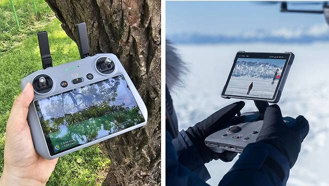 무난함이 특징인 DJI RC 2 조종기(왼쪽)와 새로 출시된 DJI RC Pro 2 조종기(오른쪽) / 출처=IT동아