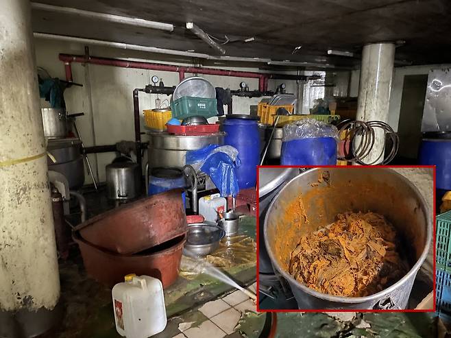 식품제조·가공업 영업등록을 하지 않고 비위생적인 환경에서 즉석조리식품(김치찌개)를 제조·판매한 A사 대표가 적발됐다. [식약처 제공]