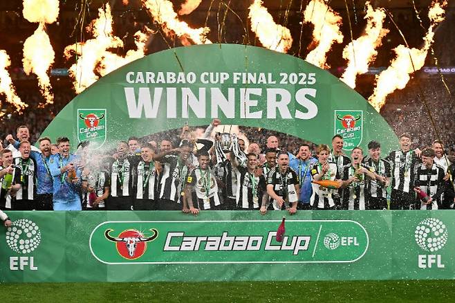 2025 카라바오컵 우승을 차지한 뉴캐슬 유나이티드. 사진=AFPBBNews