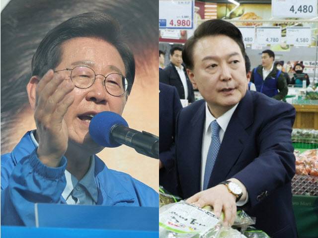 더불어민주당 이재명 대선 후보와 윤석열 전 대통령 (사진=연합뉴스, 대통령실통신사진기자단)