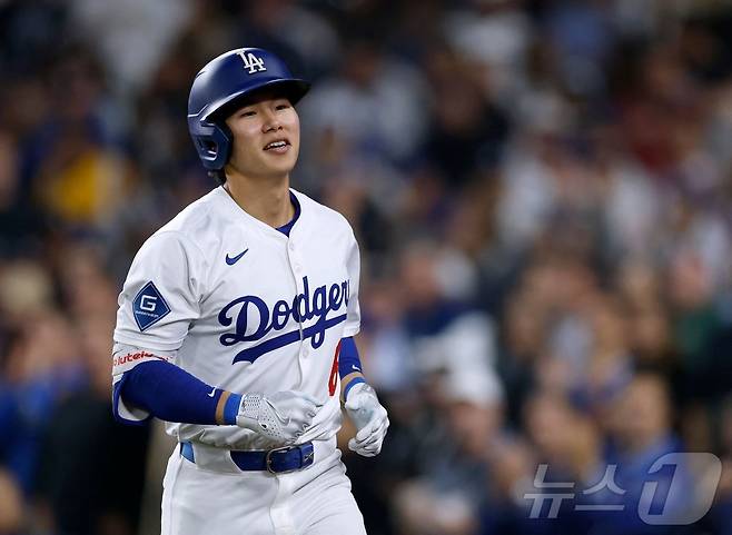 LA 다저스 김혜성은 27일(한국시간) 열린 2025 메이저리그 클리블랜드 가디언스전에서 3타수 무안타 1득점 1삼진을 기록했다. ⓒ AFP=뉴스1