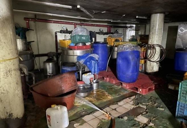 무등록 김치찌개 제조 현장. 식약처 제공