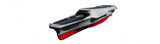 HD현대중공업이 ‘MADEX 2025’에 전시하는 미래형 무인전력모함(모델명: HCX-23 Plus)의 조감도.HD현대중공업