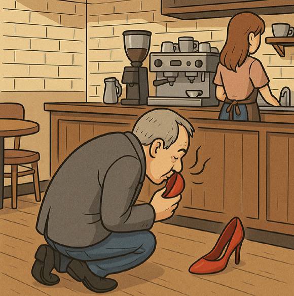 자신의 거래처인 카페 여사장이 벗어놓은 신발 냄새를 지속적으로 맡아온 50대가 항소심에서 벌금 200만원을 선고받았다. [사진=챗GPT]
