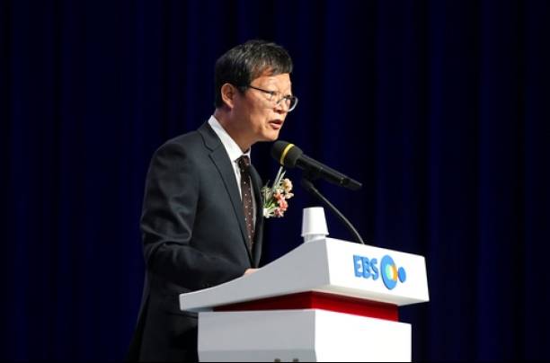 김유열 EBS 사장이 지난 3월 10일 일산 EBS 본사에서 취임사를 하고 있다. EBS&nbsp;