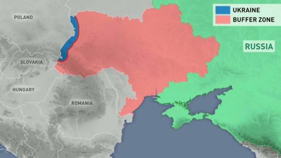 드미트리 메드베데프 러시아 국가안보회의 부의장이 주장한 완충지대 모습. 엑스 캡처