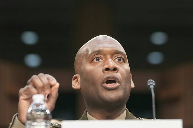 2024 년 9 월  워싱턴 미의회 청문회에서 증언하는 제이비어 브런슨 주한미군사령관/AP 연합뉴스