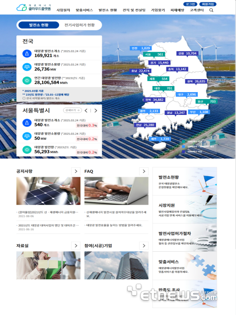 에너지공단이 운영하는 재생에너지 클라우드 플랫폼