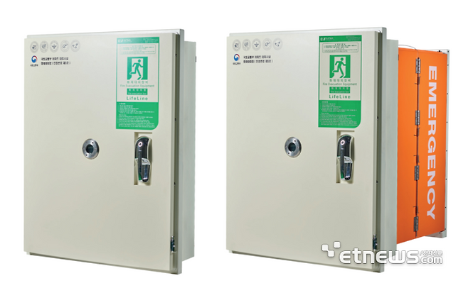 볼드패닉룸의 폴딩패닉룸(왼쪽이 편상시, 오른쪽이 비상시 모습).