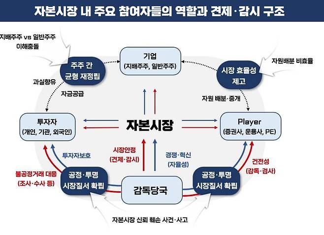 자본시장 내 주요 참여자들의 역할과 견제·감시 구조./사진=금융감독원