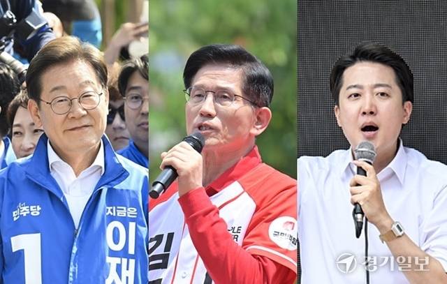 왼쪽부터 이재명 더불어민주당 대선 후보, 김문수 국민의힘 후보, 이준석 개혁신당 후보. 경기일보DB