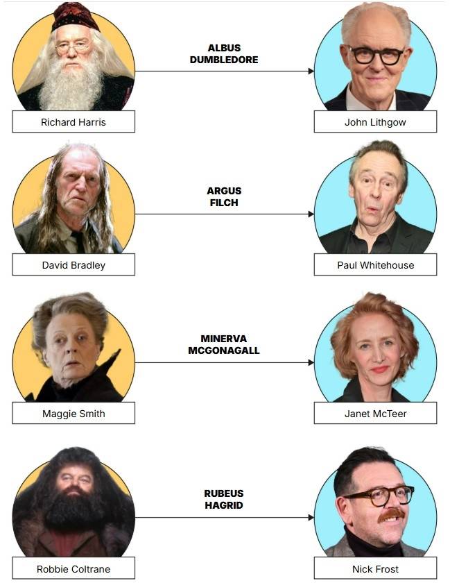 ‘해리포터’ 영화와 TV시리즈 캐스팅 비교 [데일리메일 캡처]