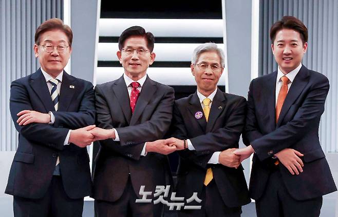 더불어민주당 이재명(왼쪽부터), 국민의힘 김문수, 민주노동당 권영국, 개혁신당 이준석 대선후보. 국회사진기자단
