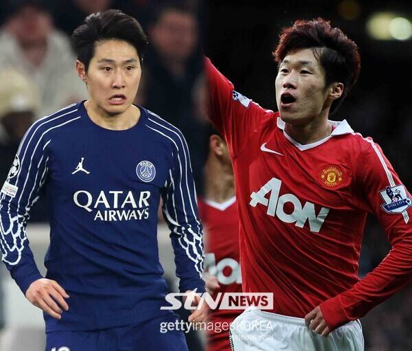 파리 생제르맹 이강인과 맨체스터 유나이티드 활약 당시 박지성. 사진┃게티이미지코리아