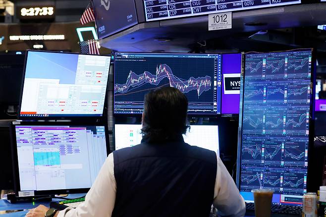 28일(현지 시각) 뉴욕증권거래소(NYSE)의 모습 / UPI=연합뉴스