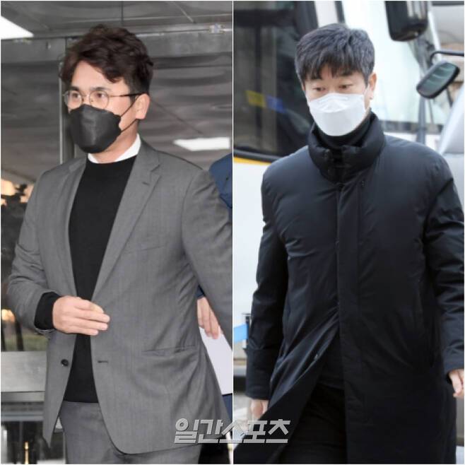 지난해 1월 법원에 모습을 드러낸 &nbsp;프로야구 KIA 타이거즈 장정석 전 단장과 김종국 전 감독. IS 포토