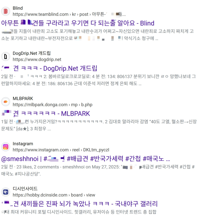 ▲이준석 개혁신당 대선후보의 TV토론 발언 이후 인터넷 커뮤니티에 쏟아진 혐오발언ⓒ구글 갈무리