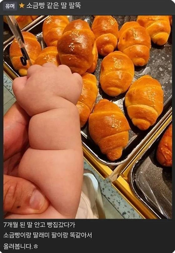 딸이 소금빵 같아서 사진올린 부모