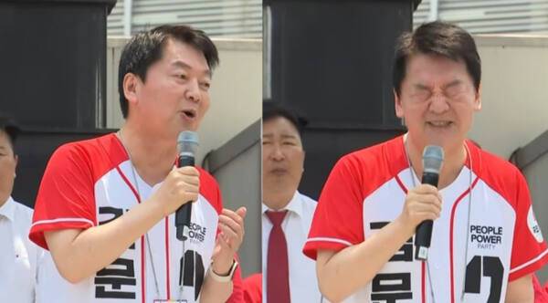 지난 29일 인천 미추홀구에서 안철수 의원이 김문수 후보 지지 유세 도중 말실수를 했다. JTBC 화면 갈무리