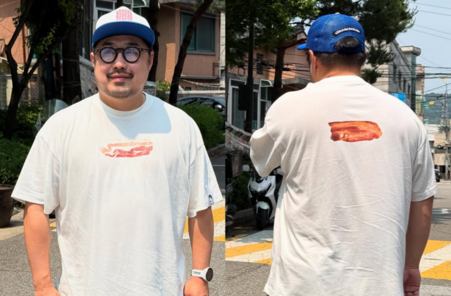 개그맨 강재준이 자신이 직접 만든 '삼겹살 티셔츠'를 공개했다. / 강재준 인스타그램 캡처