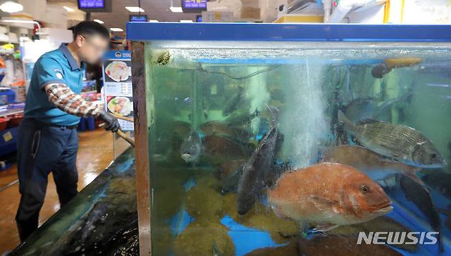 [서울=뉴시스] 김금보 기자 = 중국과 일본 정부가 후쿠시마 제1원자력발전소 오염수(일본 정부 명칭 '처리수') 해양 방류에 대응해 중국이 취했던 일본산 수산물 수입 금지 조치를 해제하기로 합의했다. 일본 정부는 한국 등 주변국에도 수입 규제 철폐를 요청할 계획이라고 밝혔다. 사진은 방류 후 첫 주말을 맞은 지난 2023년 8월27일 오전 서울 동작구 노량진 수산시장. 2023.08.27. kgb@newsis.com