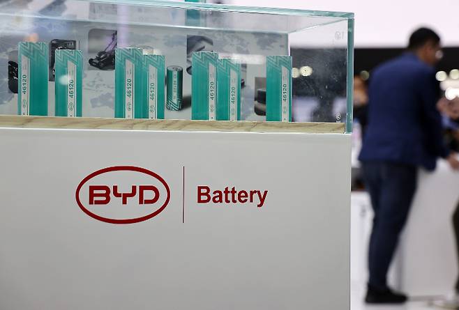 BYD 배터리 홍보 부스. 연합뉴스