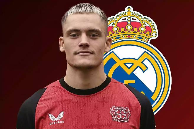 플로리안 비르츠와 레알 마드리드 엠블럼. /사진=안필드 에디션 SNS 캡처